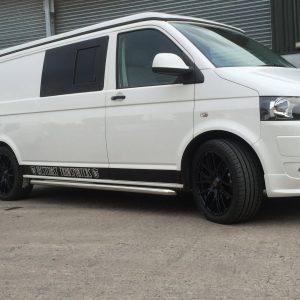 white and black camper van
