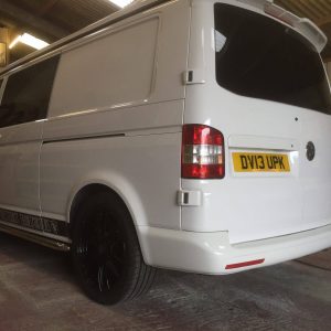 white and black camper van