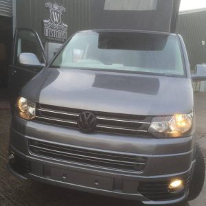 camper van exterior with roof bed