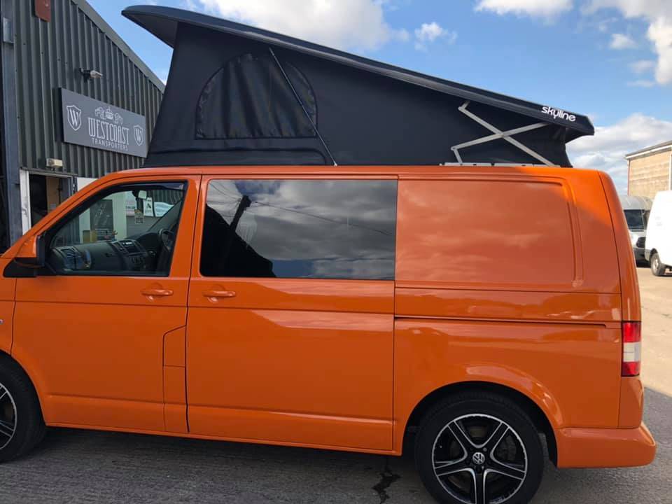 pop top roof campervan orange